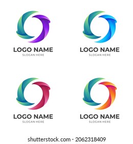 initial O logo vector with 3d colorful style