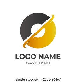 initial O logo vector with flat gold and black color style