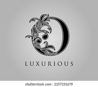 Icono De Logotipo Inicial O De Lujo. Vector de diseño de logotipo floral o carta clásica.	