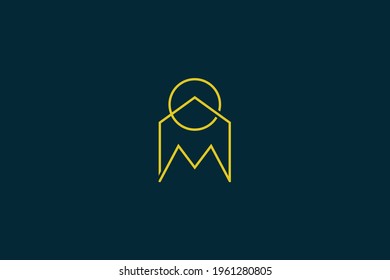 Logotipo inicial de letra O y M, vector de ilustración premium moderno