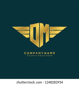 Initial O M wing logo template vector