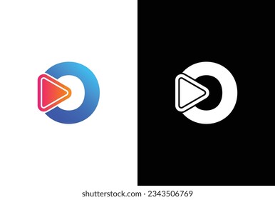 Initial O Media Logo, letter O with Play button, Usable for Brand and company Logos, Flat Design Logo Template, vector illustration