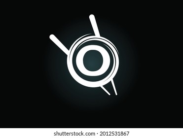 Initial O monogram alphabet in the abstract circle with Chopstick. Abstract Asian sushi bar emblem. Logo for Japanese sushi seafood business and company identity