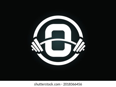 Initial O monogram alphabet with a barbell. Lifting vector logo design. Modern vector logo for bodybuilding, gym, fitness club, business, and company identity