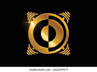 Initial O monogram alphabet with a barbell. Lifting vector logo design. Modern vector logo for bodybuilding, gym, fitness club, business, and company identity