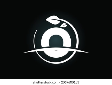Initial O monogram alphabet with circle leaf and swoosh. Eco-friendly logo concept. Font emblem. Modern vector logo for ecological business and company identity