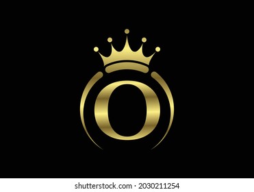 Initial O monogram alphabet with a crown. Royal, King, queen luxury symbol. Font emblem. Modern luxury brand element sign. Vector illustration.