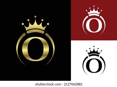 Initial O monogram alphabet with a crown. Royal, King, queen luxury symbol. Font emblem.