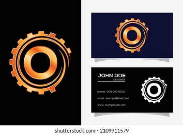 Initial O monogram alphabet in a gear spiral. Gear engineer logo design. Logo for automotive