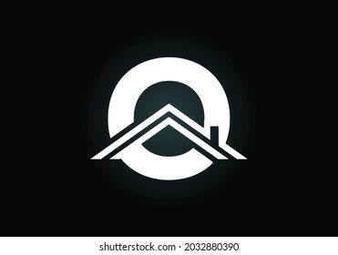 Initial O monogram alphabet with the roof. Home or house sign. Real estate logo concept. Font emblem. Modern vector logo for Real estate business and company identity.