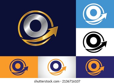 Diseño de símbolo de monograma O inicial incorporado con la flecha. Concepto de logotipo financiero o de éxito. emblema de letra. Logotipo para identidad empresarial y de empresa