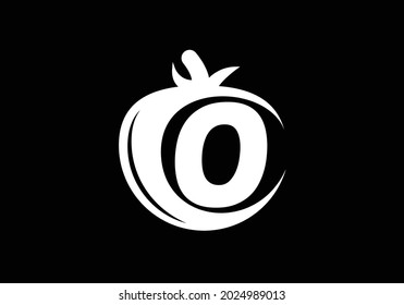 Initial O monogram alphabet with tomato. Tomato logo design template. Font emblem. Modern vector logo for organic food business, and company identity