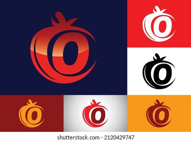 Initial O monogram alphabet with tomato. Tomato logo design template. Font emblem. Modern vector logo for organic food business, and company identity