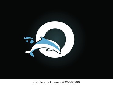 Initial O monogram letter alphabet with a Dolphin logo design. Water Animal icon. Font emblem. Modern vector logotype for business and company identity.