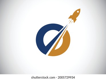 Initial-O-Monogramm-Buchstabenalphabet mit Rocket-Logo-Design. Raketensymbol. Schriftemblem. Moderner Vektorlogotyp für Geschäfts- und Firmenidentität.