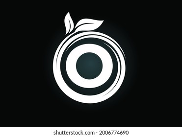 Initial O monogram letter alphabet in a spiral with green leaves. Font emblem. Nature icon sign symbol. Modern vector logo design for business healthcare, nature, farm, and company identity.