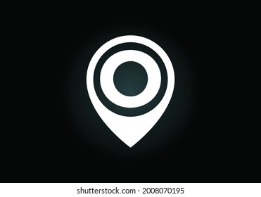 Initial O monogram letter alphabet with location icon pin sign. Font emblem. Navigation map, GPS, direction, place, compass, contact, search concept. Modern vector logo design for business and company