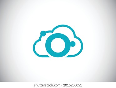 Initial O monogram letter alphabet with the cloud. Cloud computing provider service logo. Modern cloud technology vector logo design for business, and company identity.