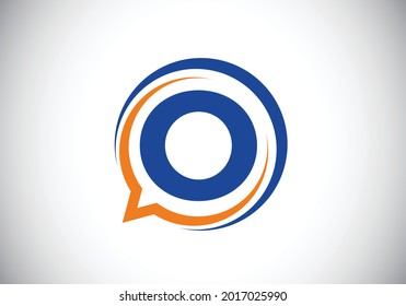 Initial O monogram letter alphabet with a bubble chat icon. Talking, chatting logo concept. Modern logo design for a consultancy business, and company identity.