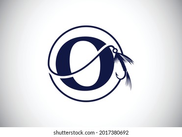 Initial O monogram letter alphabet with fishing Hook. Fishing logo concept vector illustration. Modern logo design for fishing shop, business, and company identity.