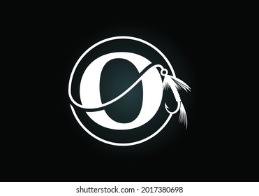 Initial O monogram letter alphabet with fishing Hook. Fishing logo concept vector illustration. Modern logo design for fishing shop, business, and company identity.