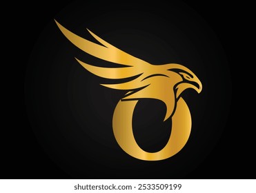 Alfabeto inicial letra O monograma com símbolo de cabeça Eagle. Carta com modelo de vetor de design de logotipo Eagle