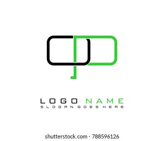 Initial O & P minimalist logo template vector