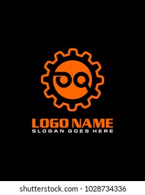 Initial O & Q gear logo template vector