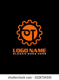 Initial O & T gear logo template vector