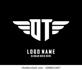 Initial O & T wing logo template vector