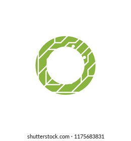 Initial O with technology logo concepts template vector