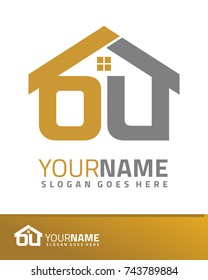 Initial O & U real estate logo template vector