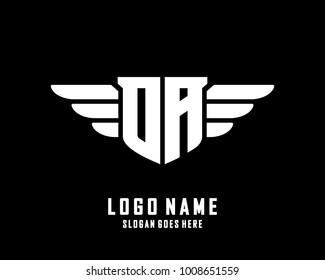 Initial O & A wing logo template vector