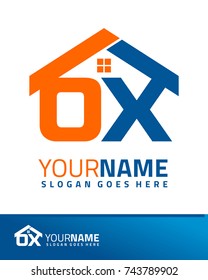 Initial O & X real estate logo template vector