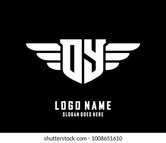 Initial O & Y wing logo template vector