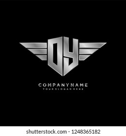 Initial O Y wing logo template vector
