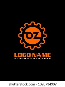 Initial O & Z gear logo template vector