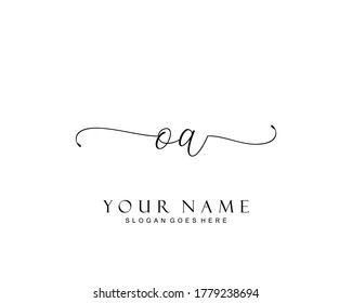 Initial OA beauty monogram and elegant logo design, handwritten initial signature logo for wedding, fashion. Creative template.