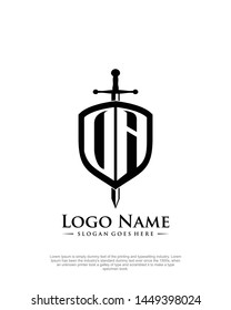 initial OA, DA letter with shield style logo template vector