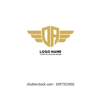 Initial OA. DA wing logo template vector