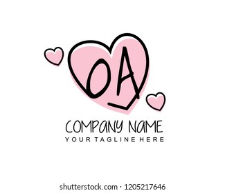 Initial OA with love logo template vector