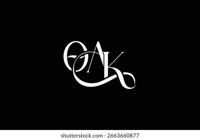 Initial OAK letter logo design. Elegant Monogram Logo Design with Decorative Elements and Typography