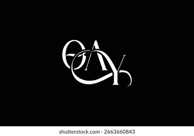 Diseño inicial del logotipo de la letra OAY. Diseño elegante del logotipo del monograma con los Elementos decorativos y la tipografía