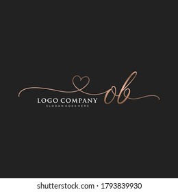 Initial OB beauty monogram and elegant logo design, handwriting logo of initial signature, wedding, fashion, floral and botanical with creative template.