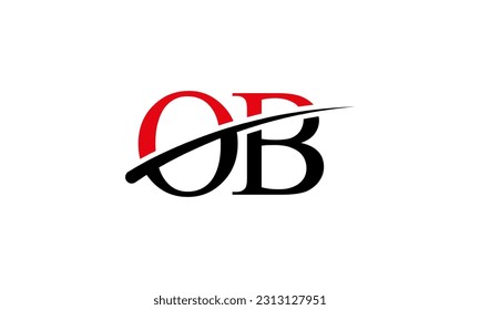 Erstmaliges OB-Logo mit Swoosh Design Grafik-Vektorvorlage für Unternehmens- und Unternehmensidentität.