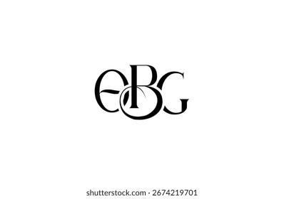 Diseño inicial del logotipo de la letra OBG. Diseño elegante del logotipo del monograma con los Elementos decorativos y la tipografía