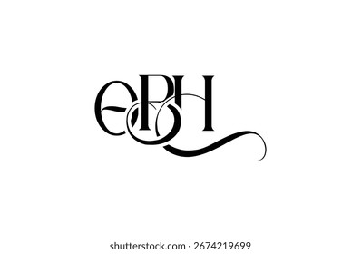Diseño inicial del logotipo de la letra de OBH. Diseño elegante del logotipo del monograma con los Elementos decorativos y la tipografía