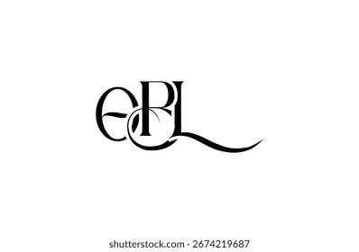 Diseño inicial del logotipo de la letra OBL. Diseño elegante del logotipo del monograma con los Elementos decorativos y la tipografía