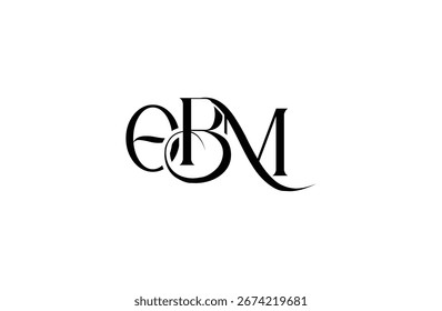Diseño inicial del logotipo de la carta OBM. Diseño elegante del logotipo del monograma con los Elementos decorativos y la tipografía