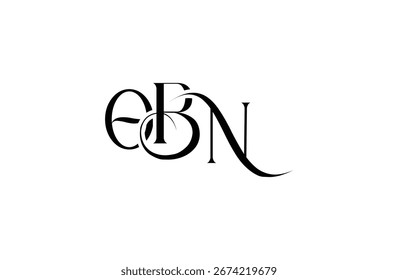 Diseño inicial del logotipo de la letra OBN. Diseño elegante del logotipo del monograma con los Elementos decorativos y la tipografía